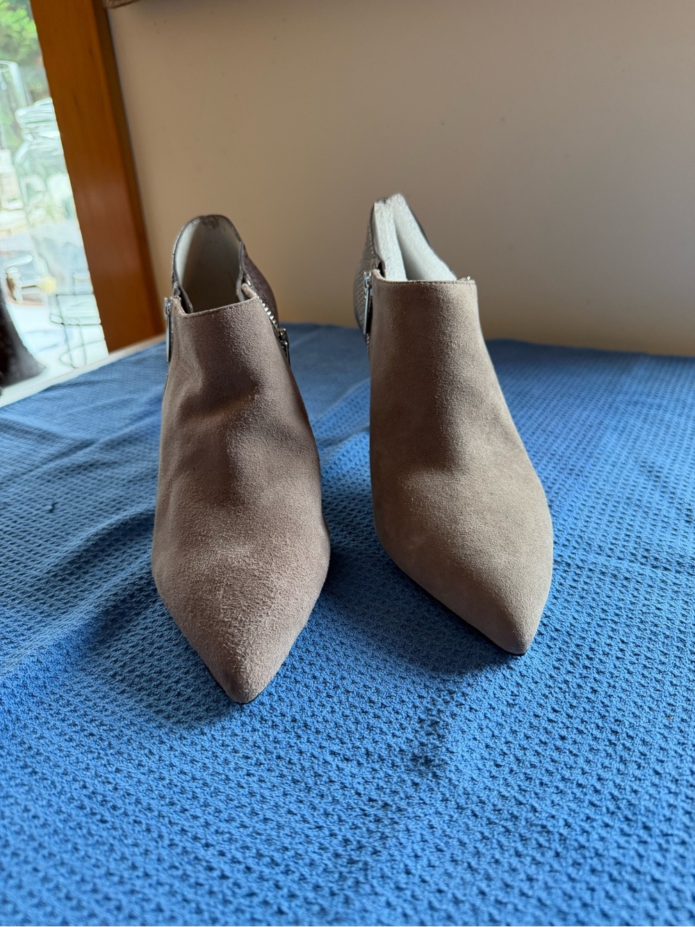 Michael Kors Taupe Suede Pointed-Toe Ankle Booties
